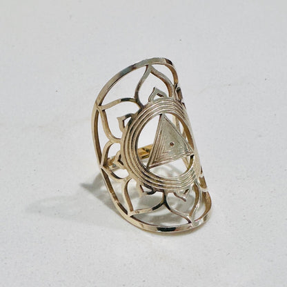 14k Solid Gold Kali Yantra Ring