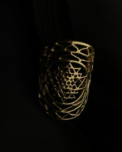 14k Solid Gold Lakshmi Yantra Ring