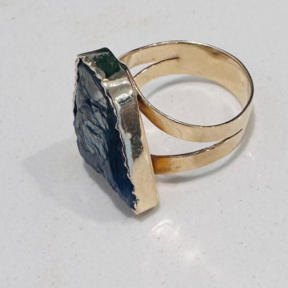 One of a Kind Natural Teal Blue Fluorite Ring