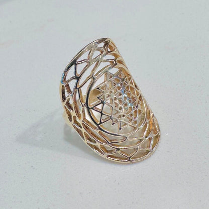 14k Solid Gold Lakshmi Yantra Ring